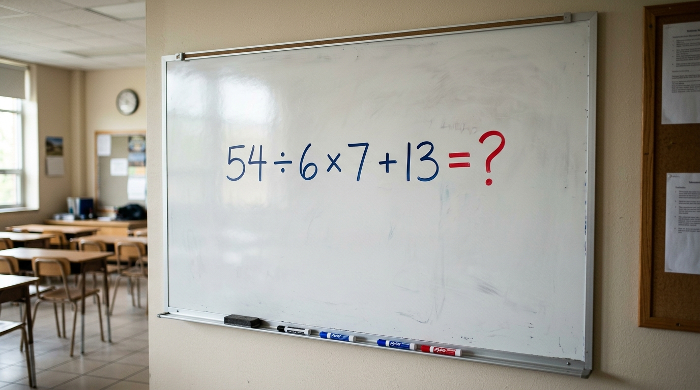 Resolva 54 ÷ 6 × 7 + 13 e prove que sua memória matemática está afiada