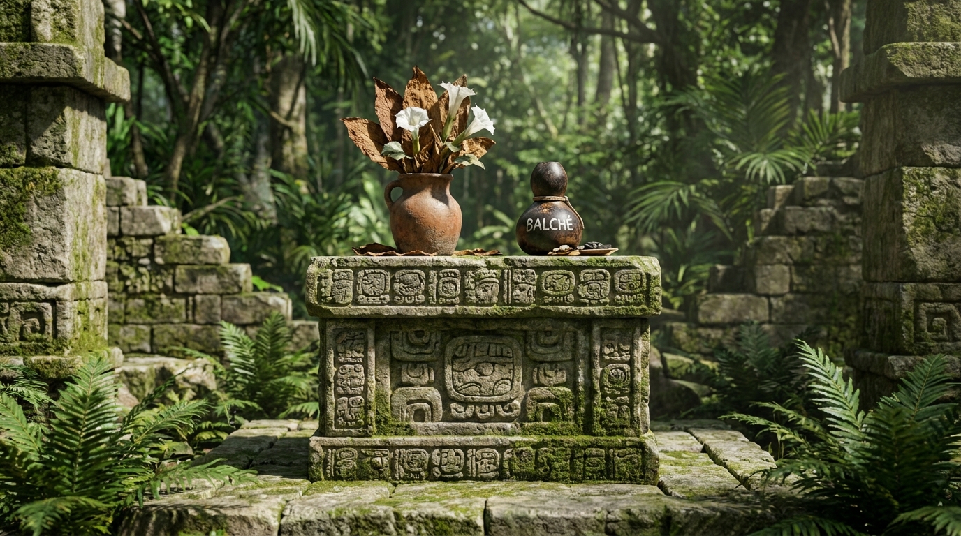 Plantas psicoativas funcionavam como mediadoras essenciais para a comunicação espiritual maia.