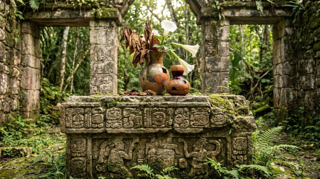 Plantas psicoativas funcionavam como mediadoras essenciais para a comunicação espiritual maia.