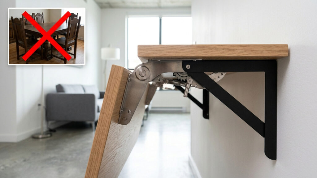 Adeus espaço apertado em microapartamentos: a nova onda da marcenaria inteligente para embutir mesas de jantar na parede com grande vantagem