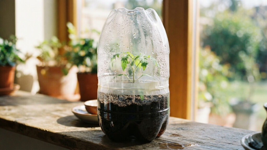 Estufa caseira com garrafa PET: como criar o clima úmido perfeito para germinar sementes difíceis durante os dias frios de inverno