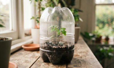 Estufa caseira com garrafa PET: como criar o clima úmido perfeito para germinar sementes difíceis durante os dias frios de inverno