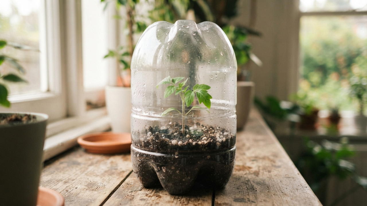 Estufa caseira com garrafa PET: como criar o clima úmido perfeito para germinar sementes difíceis durante os dias frios de inverno