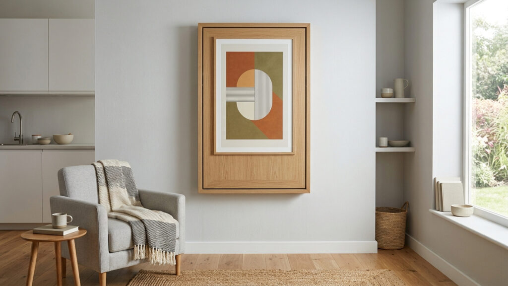 O segredo para organizar salas pequenas: o modelo dobrável de mesa de jantar que vira um quadro decorativo na parede quando não está em uso