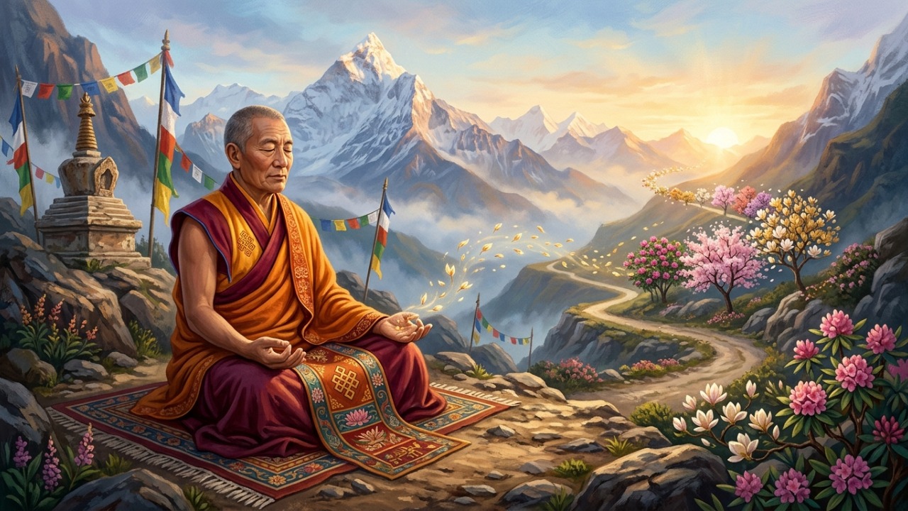 Sabedoria tibetana do dia: "O que somos hoje depende do que pensamos ontem, e nossos pensamentos presentes moldam nossa vida futura." Uma reflexão sobre como o pensamento molda o amanhã