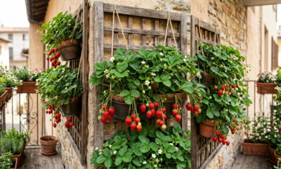 Como cultivar morangos em jardineiras suspensas: o guia simples de plantio para ter frutos frescos e enfeitar a parede do quintal