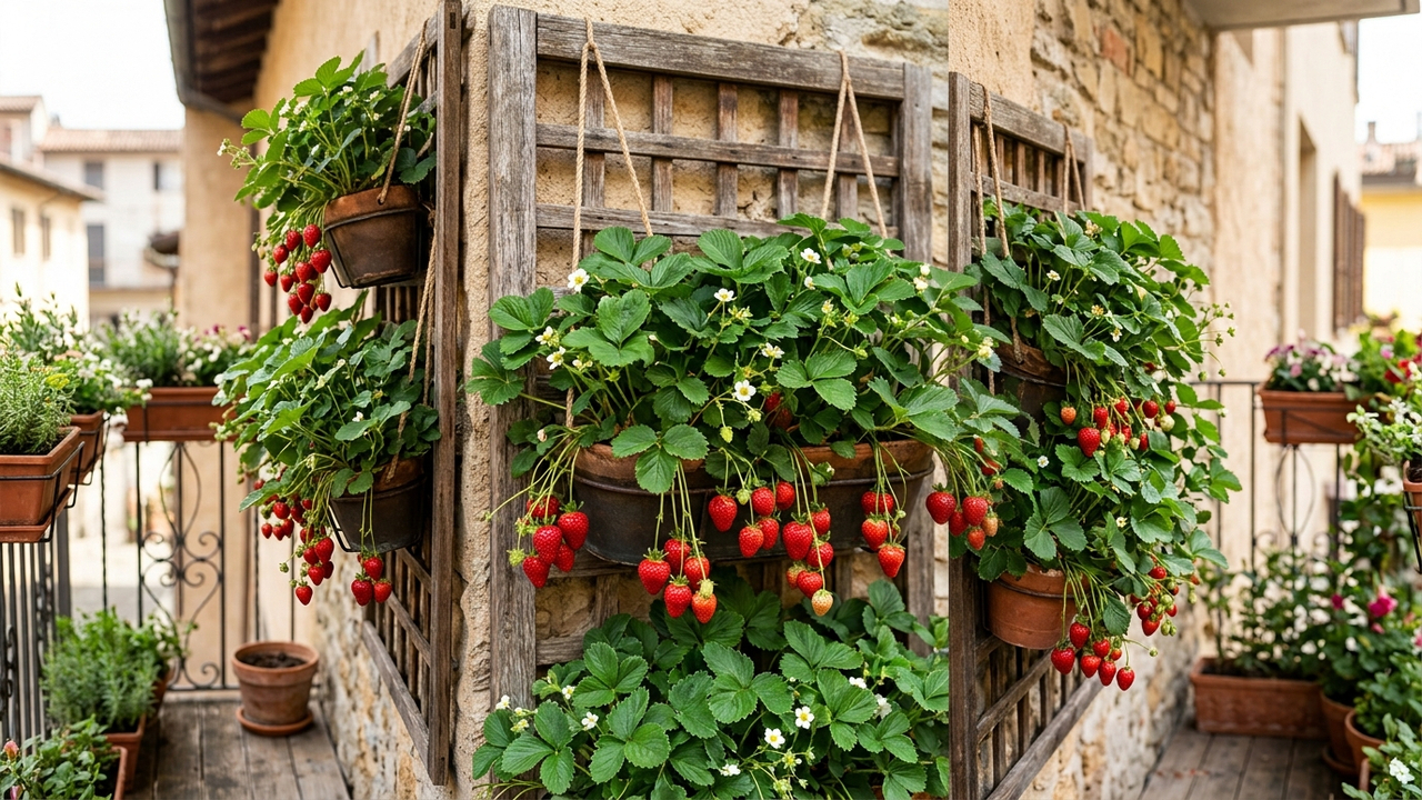 Como cultivar morangos em jardineiras suspensas: o guia simples de plantio para ter frutos frescos e enfeitar a parede do quintal