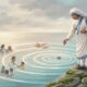 Pensamento de Madre Teresa: “Sozinha não posso mudar o mundo, mas posso lançar uma pedra sobre as águas e criar muitas ondas.” Uma mensagem sobre como uma pequena atitude pode chegar muito mais longe