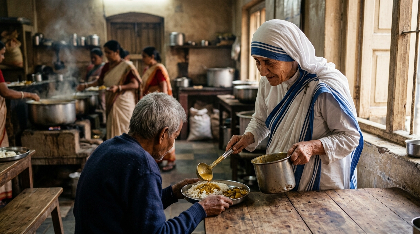 Lição de vida: A citação do dia de Madre Teresa, "Se você não pode alimentar cem pessoas, alimente pelo menos uma", um ensinamento atemporal, poderoso e inspirador de que um ato de bondade pode mudar o mundo