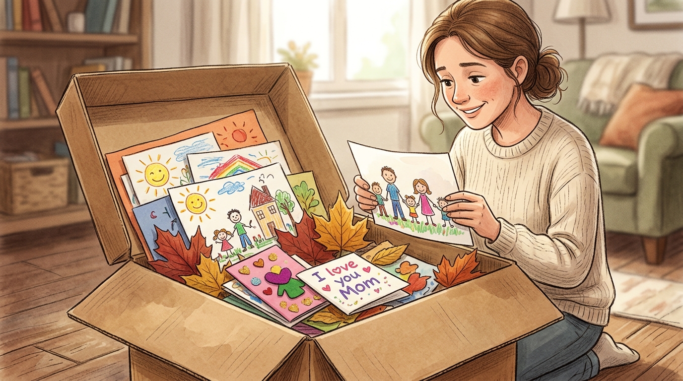 A psicologia revela que a mãe que guarda os desenhos antigos dos filhos em uma caixa e não consegue jogar fora não é acumuladora, mas está preservando a única prova física de um tempo que o cérebro já começou a apagar
