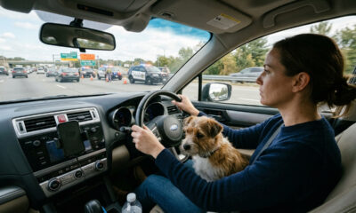 Motorista viaja com cachorro de estimação solto no colo, é parado em blitz de rodovia e recebe multa de R$ 130 reais por direção perigosa
