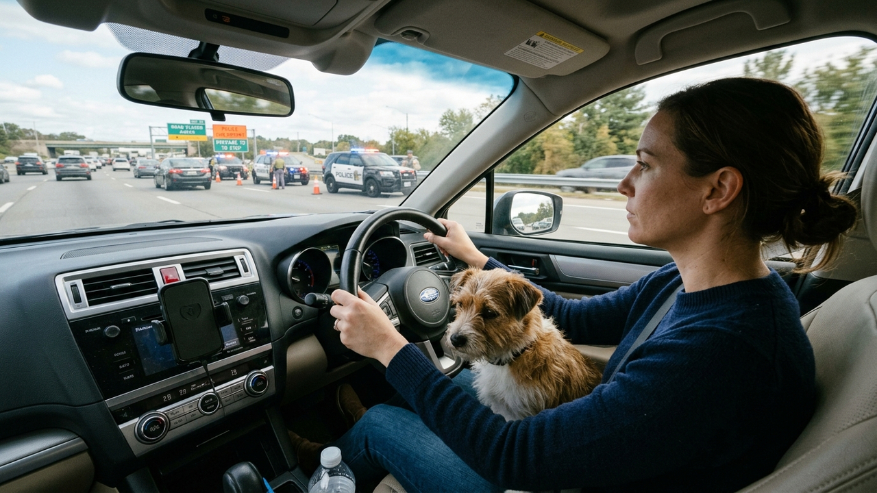 Motorista viaja com cachorro de estimação solto no colo, é parado em blitz de rodovia e recebe multa de R$ 130 reais por direção perigosa