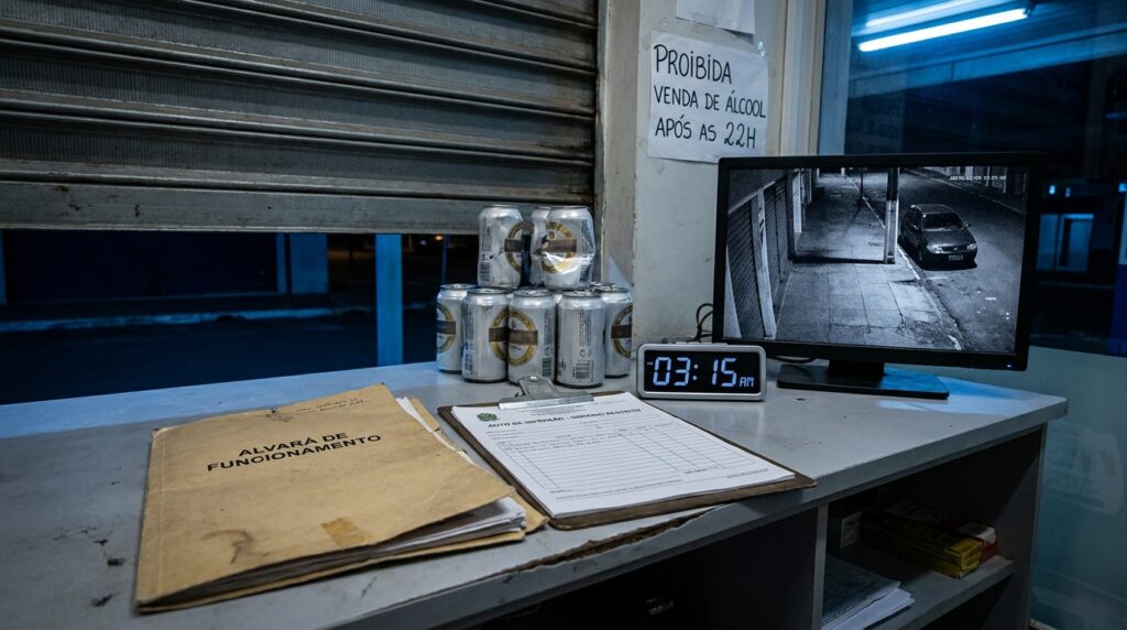 Homem desce para tomar uma cerveja na conveniência perto de casa às 3h da manhã, é abordado pela fiscalização e descobre que uma lei proíbe bebida na rua nesse horário e ainda rende multa de R$ 107,19 para ele e R$ 1.071,92 para o comércio