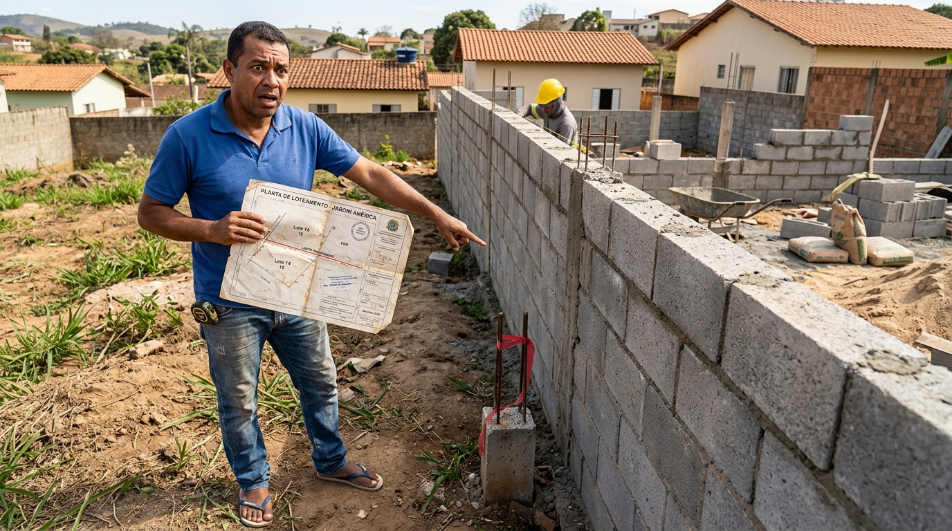 Vizinho constrói o muro alguns metros além da divisa por engano e gasta R$ 40 mil usando a área por anos, mas quando o terreno ao lado é vendido o novo proprietário exige a demolição e a "invasão acidental" vira caso de Justiça
