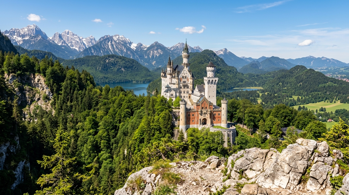Construído ao longo de quase 200 anos, o Castelo de Neuschwanstein encanta pela arquitetura e virou um dos cartões-postais mais famosos da Alemanha