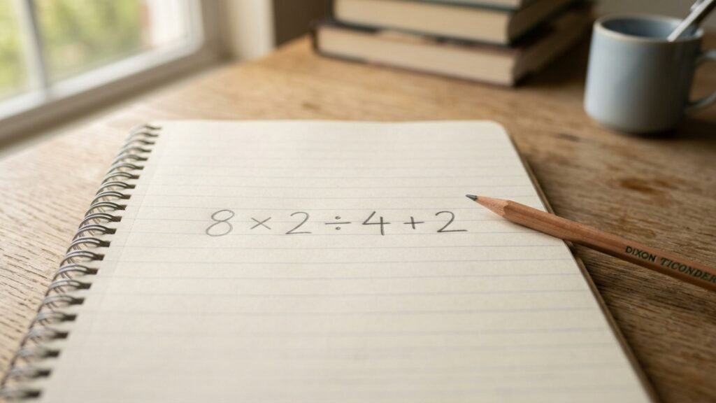 Você consegue descobrir o resultado correto de 8 × 2 ÷ 4 + 2 sem usar calculadora?
