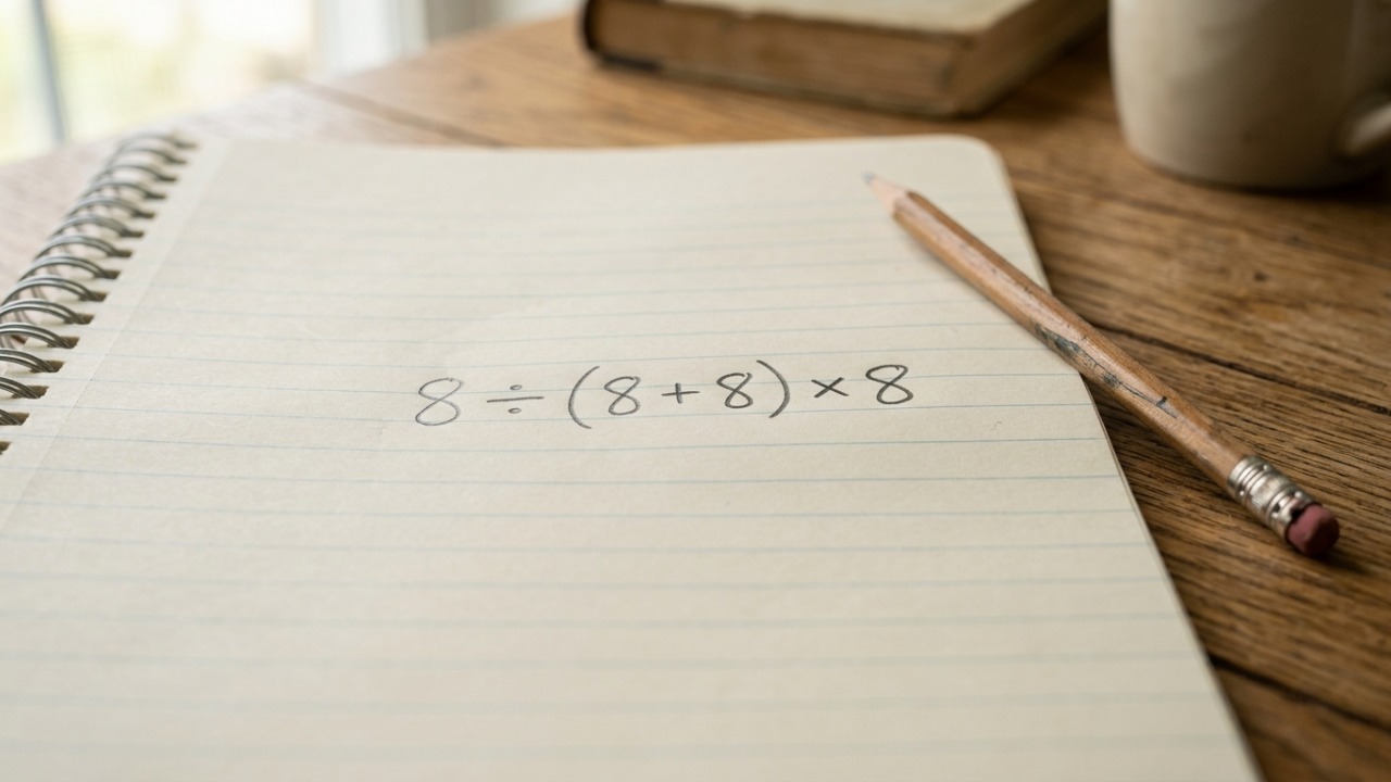 Você consegue resolver 8 ÷ (8 + 8) x 8 em quantos segundos sem cair na pegadinha?