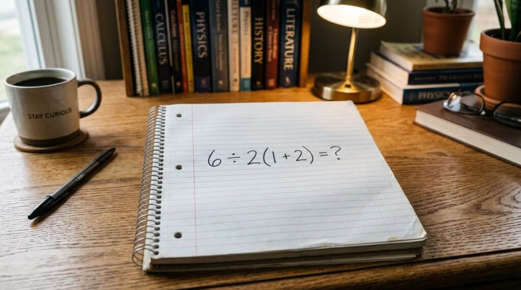O cálculo 6 ÷ 2(1 + 2) parece simples, mas gera respostas completamente diferentes