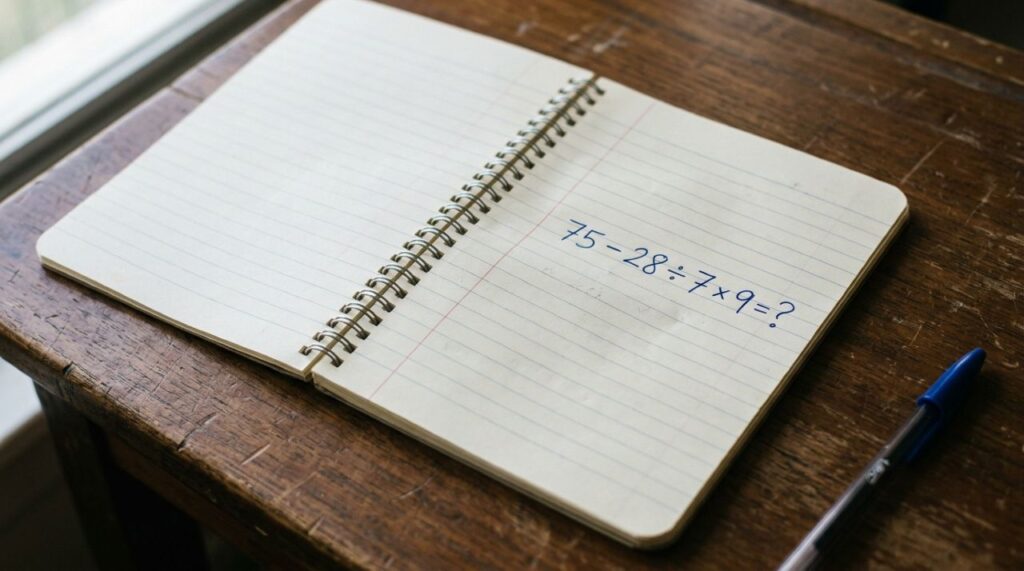 Resolva 75 – 28 ÷ 7 × 9 sem calculadora e veja se sua memória escolar ainda está afiada