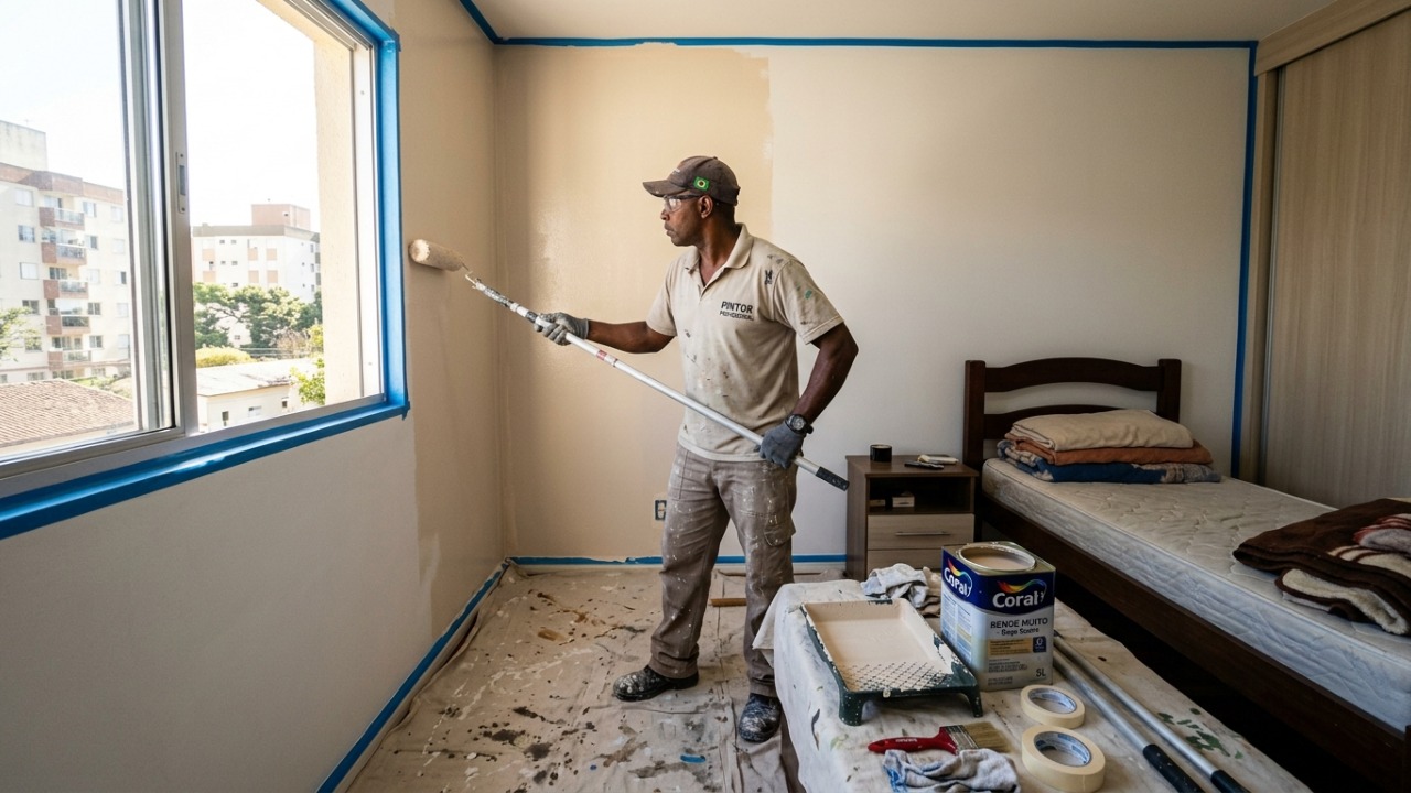 Quanto custa pintar um quarto de 12 m² com um profissional e o que pode mudar no orçamento da pintura