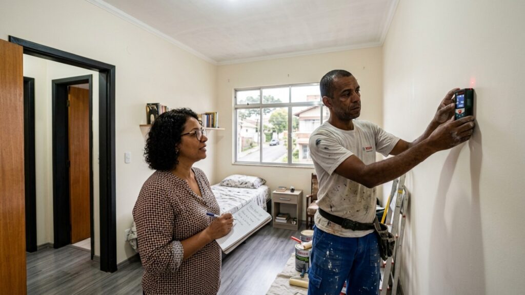 Quanto custa pintar um quarto de 12 m² com um profissional e o que pode mudar no orçamento da pintura