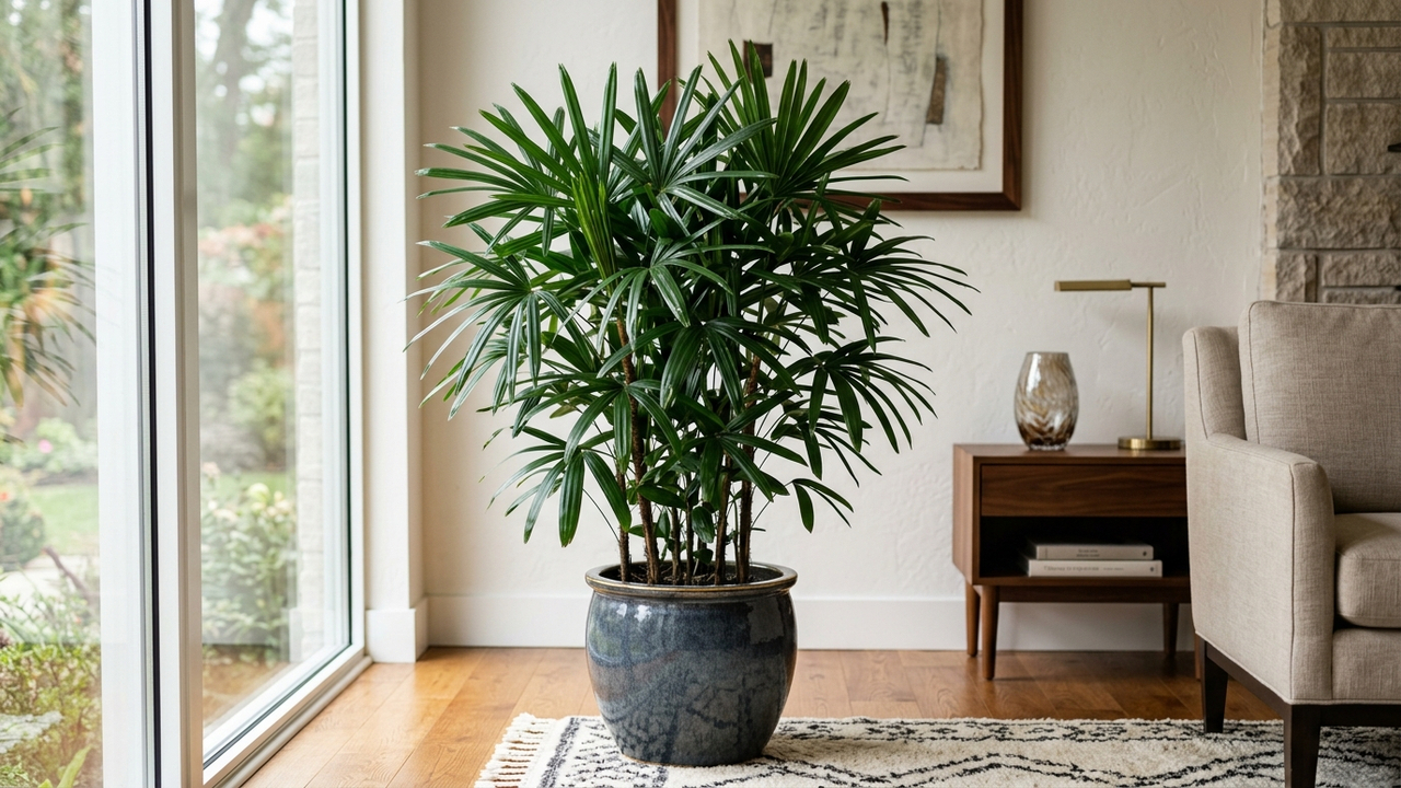 Essa palmeira elegante e muito resistente cabe em qualquer canto e cresce no máximo até 2 metros de altura em ambientes internos