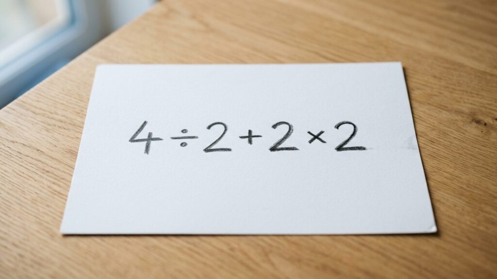 Você consegue resolver 4 ÷ 2 + 2 x 2 em quantos segundos sem contar nos dedos?