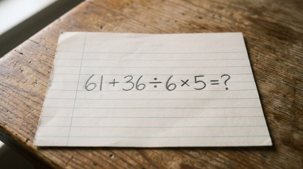 Você consegue encontrar a resposta certa em apenas 30 segundos? A expressão 61 + 36 ÷ 6 × 5 parece fácil, mas faz muita gente errar