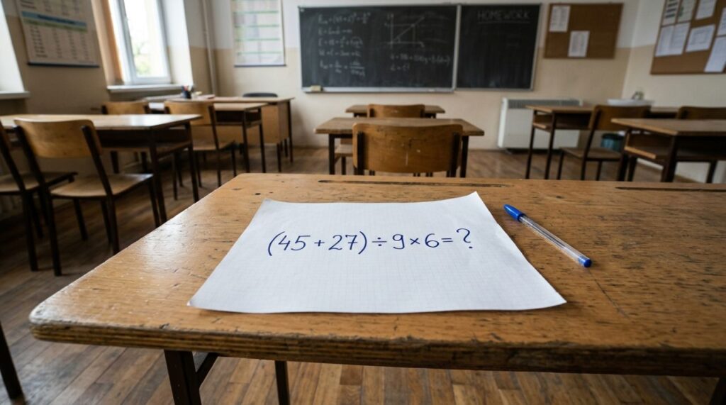Resolva (45 + 27) ÷ 9 × 6 e prove que sua memória escolar continua afiada