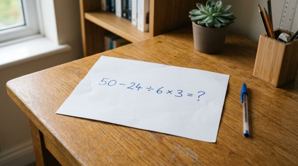 Você resolve 50 − 24 ÷ 6 × 3 em menos de 10 segundos?