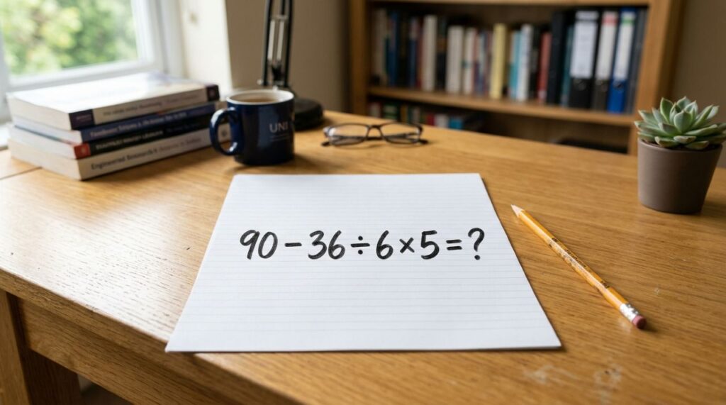 Resolva 90 – 36 ÷ 6 × 5 sem calculadora e desafie sua memória escolar