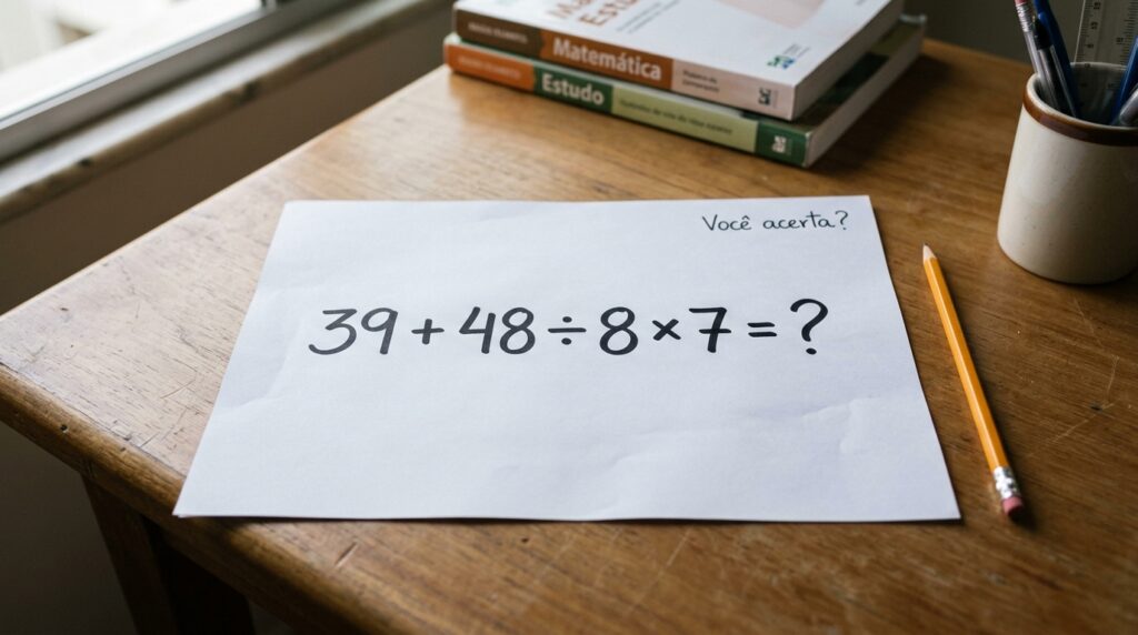 Apenas os mais atentos acertam 39 + 48 ÷ 8 × 7 sem usar calculadora
