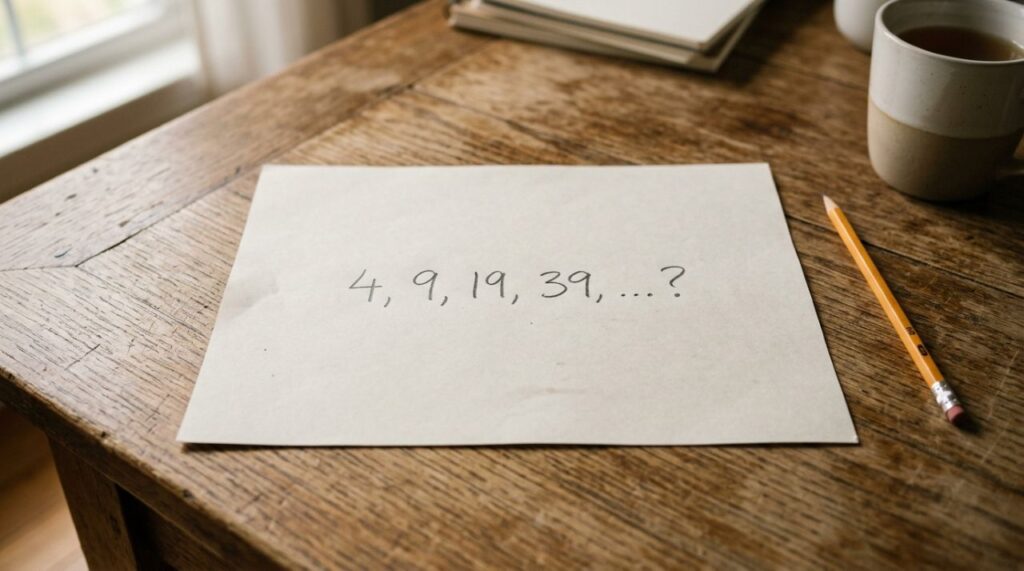 Você consegue encontrar o próximo número da sequência 4, 9, 19, 39 antes de conferir a resposta?
