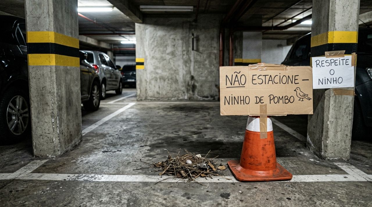 Mulher estranha vaga de estacionamento bloqueada com placas até descobrir o motivo