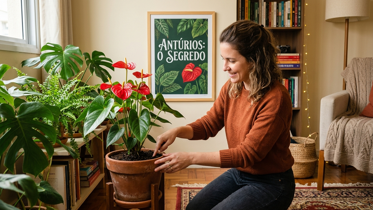 Antúrios e o segredo de rega e luz indireta para manter aquelas flores vermelhas brilhantes o ano todo