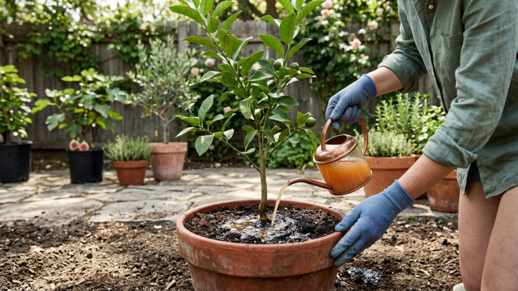 Mistura de cascas de laranja com água morna: para que serve a infusão rica em d-limoneno para regar e proteger as raízes do seu pomar caseiro