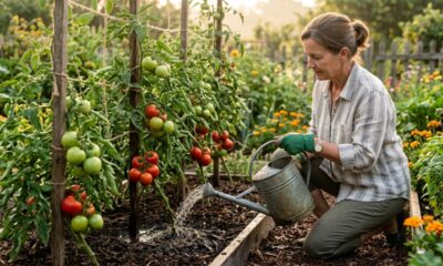 Este é o melhor horário para regar os tomateiros e evitar que a água prejudique as folhas e o desenvolvimento dos frutos