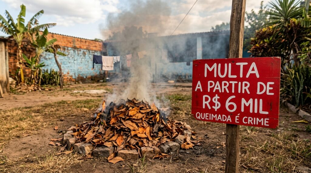 Idoso junta as folhas do quintal e ateia fogo num cantinho como sempre fez, vizinha grava um vídeo e ele acaba respondendo por crime ambiental com multa que começa em R$ 6 mil