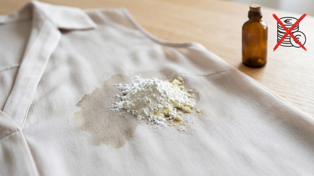 Sem alvejante químico, nem produtos industriais: a melhor forma de remover manchas de óleo da roupa usando apenas amido de milho ou talco