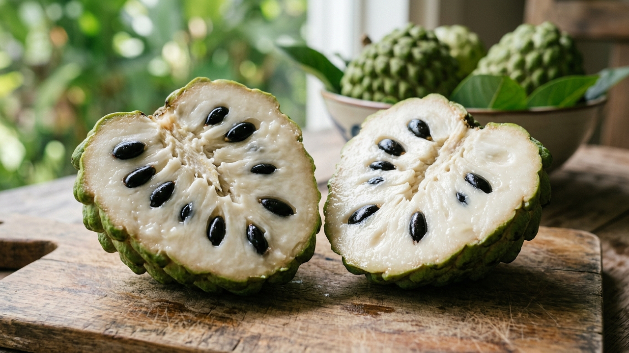 Essa fruta exótica parece uma pinha gigante por fora mas por dentro esconde uma polpa cremosa com sabor idêntico ao de um iogurte de graviola