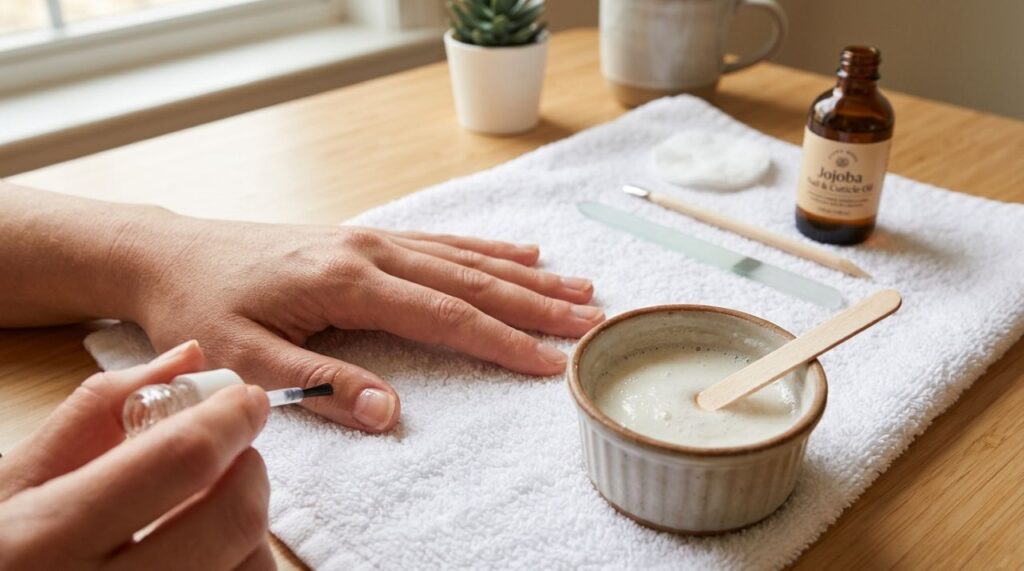 Esta mistura caseira simples pode ajudar a suavizar as manchas e recuperar a aparência natural das unhas amareladas após a retirada do esmalte