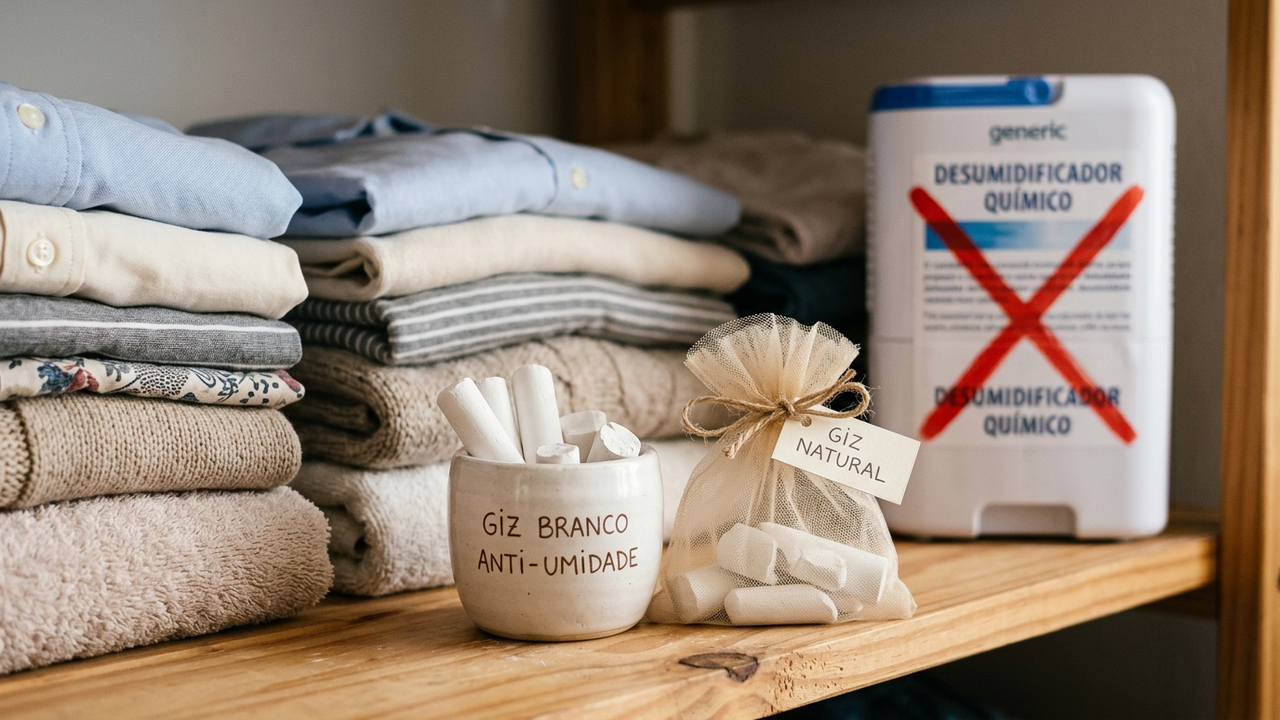 Sem desumidificador químico nem antimofo caro: a melhor forma de proteger suas roupas usando pedaços de giz no guarda-roupa