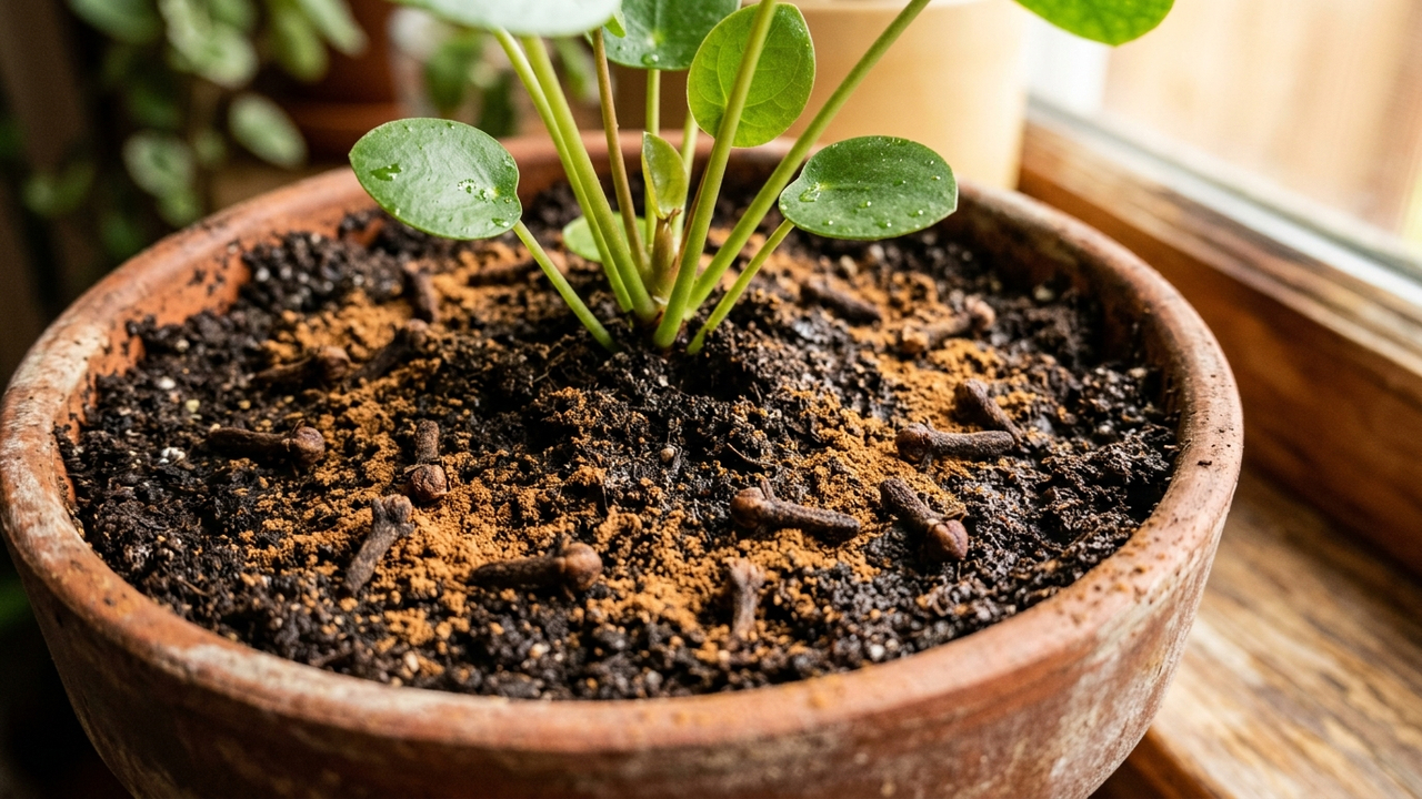 Colocar uma colher de pó de canela com cravos na terra do vaso por 7 dias: veja o que aconteceu com os mosquitos pretos da planta