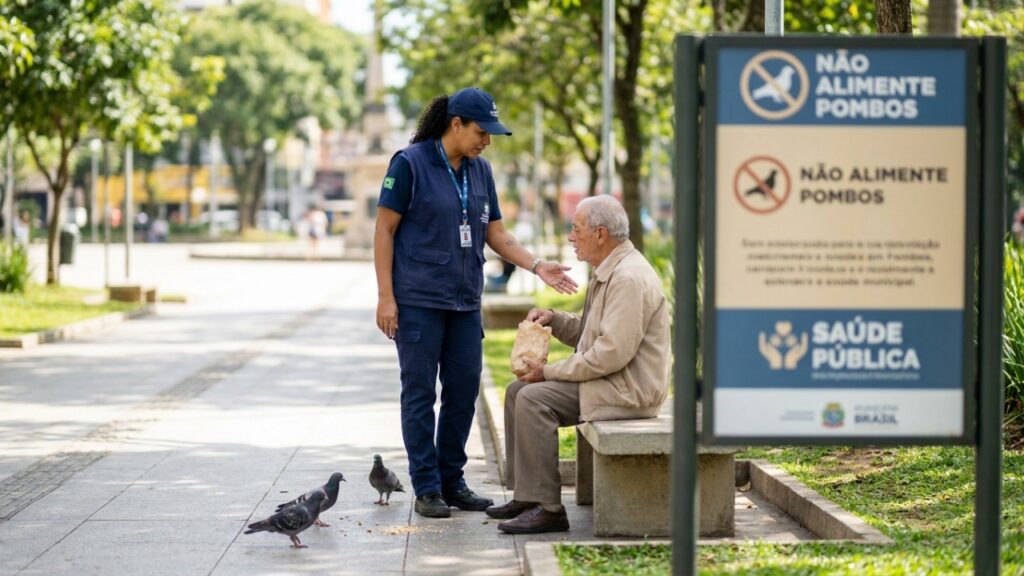 Aposentado leva comida para os pombos da praça diariamente até ser abordado pela fiscalização e descobrir que poderia receber multa