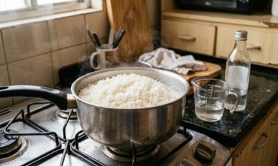 Chefs de cozinha concordam: "Coloque uma colher de vinagre na água de cozimento do arroz". Uma dica simples que faz toda a diferença
