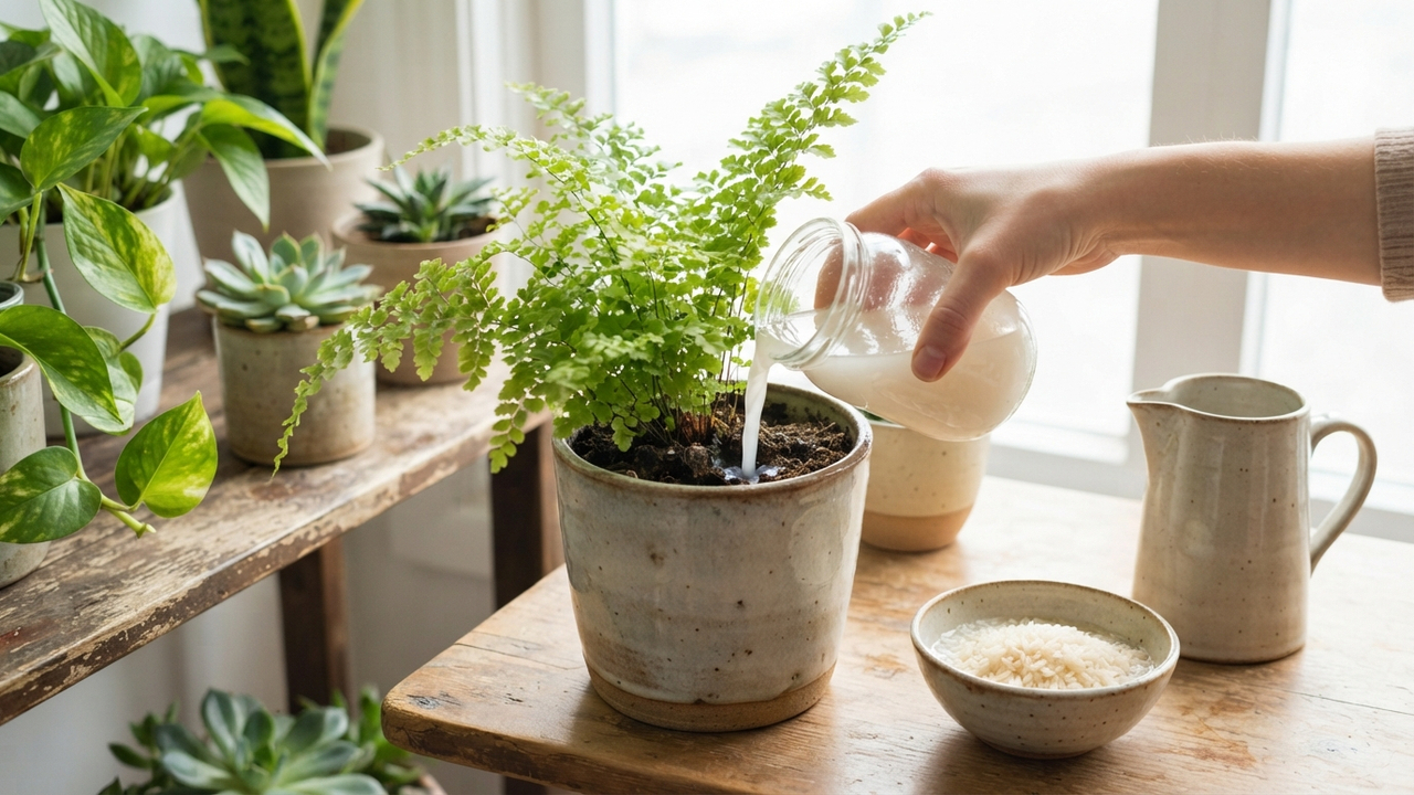 Água de arroz nos vasos de plantas: para que serve e por que ela funciona como um fertilizante rico em amido