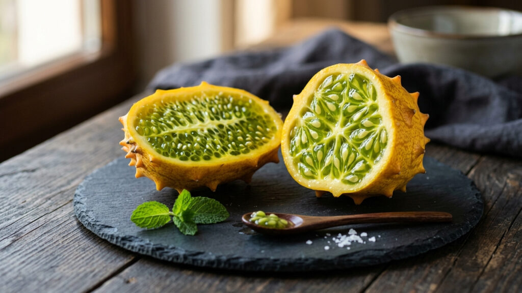 Adeus, pepino verde: essa fruta rústica possui chifres na casca, mas por dentro esconde uma geleia doce com sabor misto de melão e limão