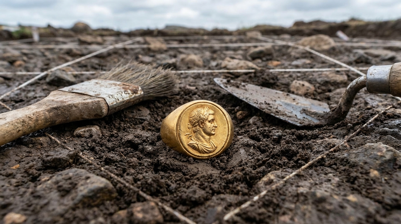 Anel de 1.700 anos com retrato de imperador romano aparece na Alemanha e intriga arqueólogos