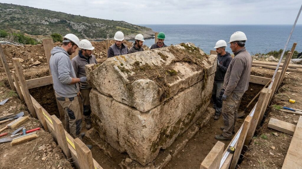 Sarcófago romano de 5 toneladas é encontrado intacto após permanecer selado por mais de 1.500 anos sob uma antiga cidade