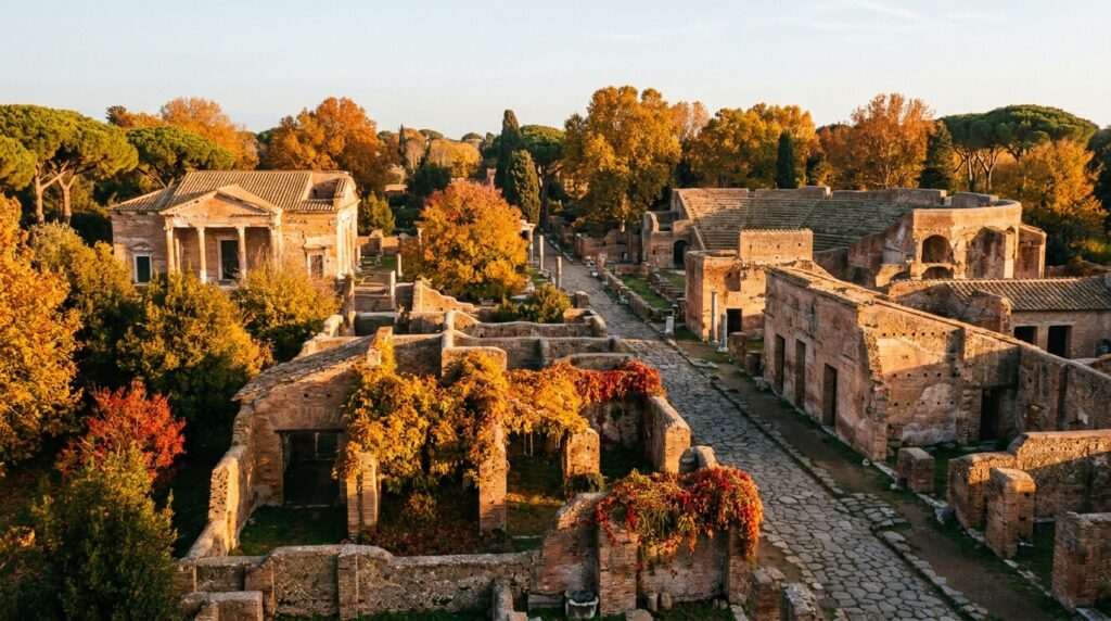 A cidade italiana onde o outono encanta o ano inteiro e as ruínas são mais antigas que o Império Romano